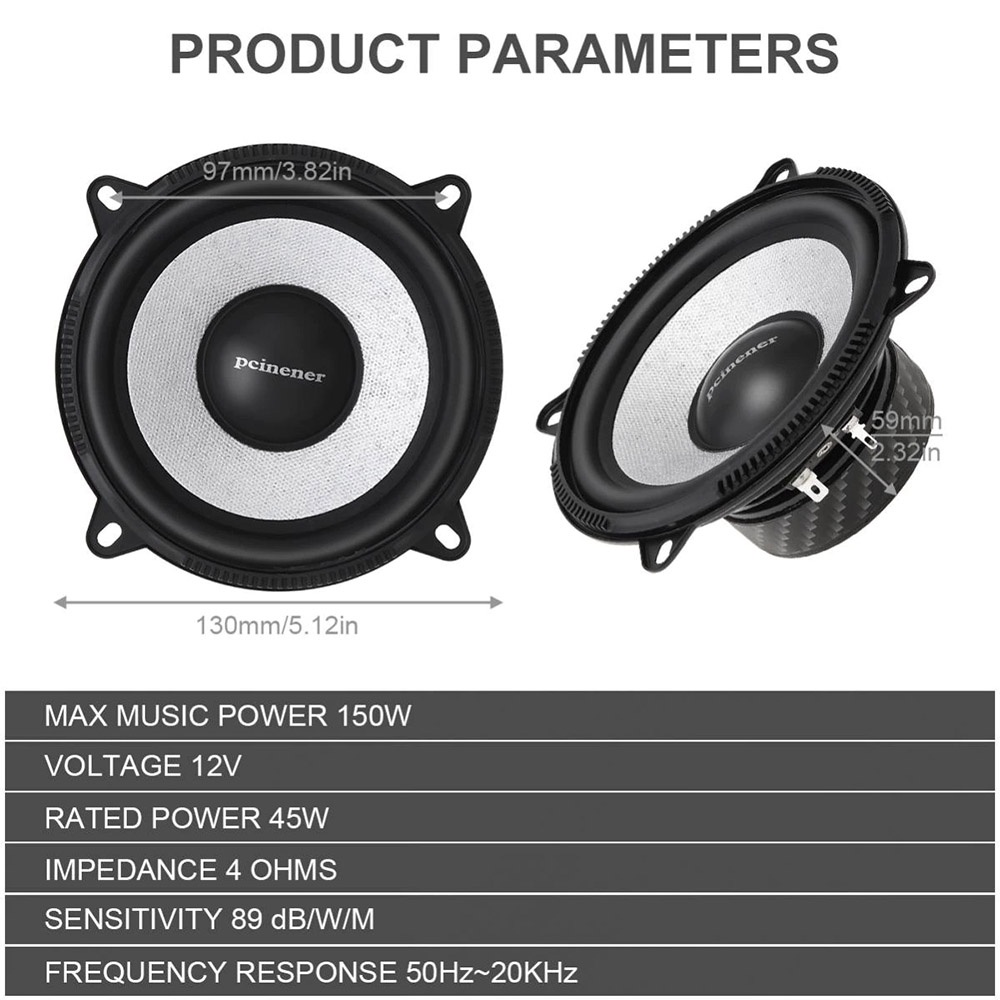 Pcinener Speaker Mobil HiFi 5 Inch 150W 2 PCS - TS-550 - Black