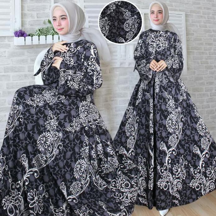 TUNIK KEKINIAN BAJU GAMIS WANITA TERBARU AIZA SYARI 4 WARNA MOTIF BUNGA CK1