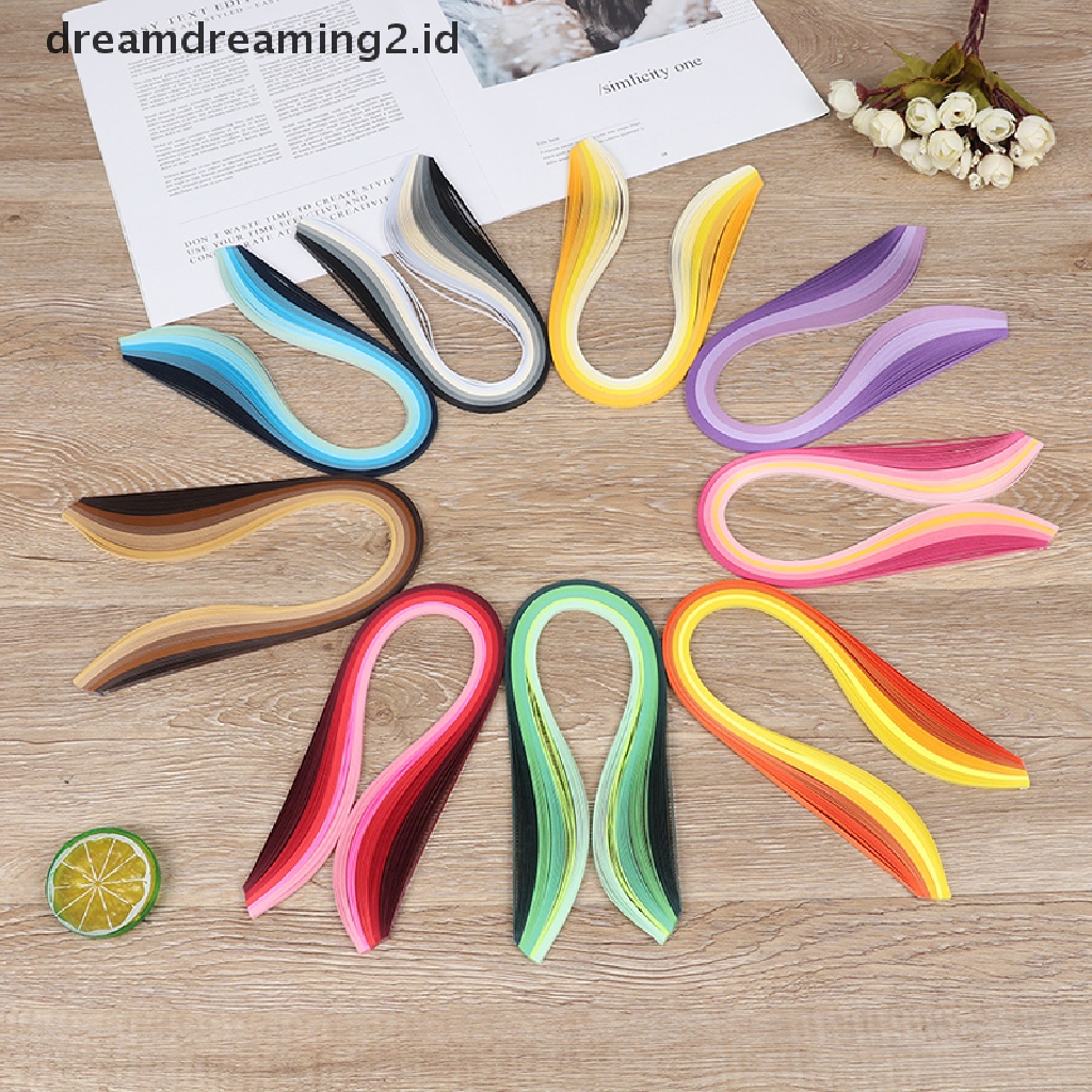 100pcs / Set Strip Kertas Quilling 3mm 39cm Untuk Kerajinan Tangan DIY