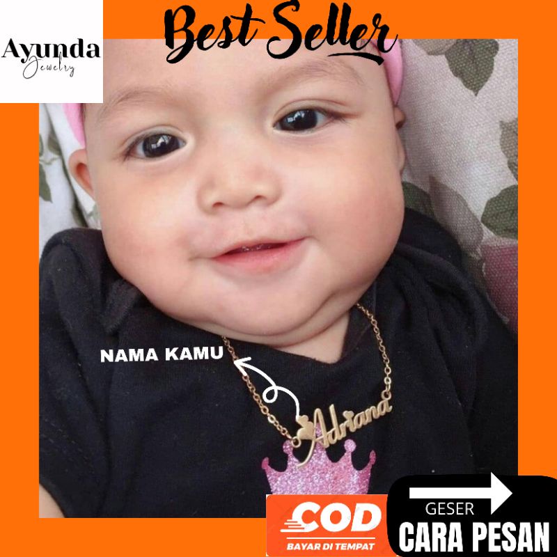 Kalung Nama titanium anti karat anak-Dewasa Necklace custom