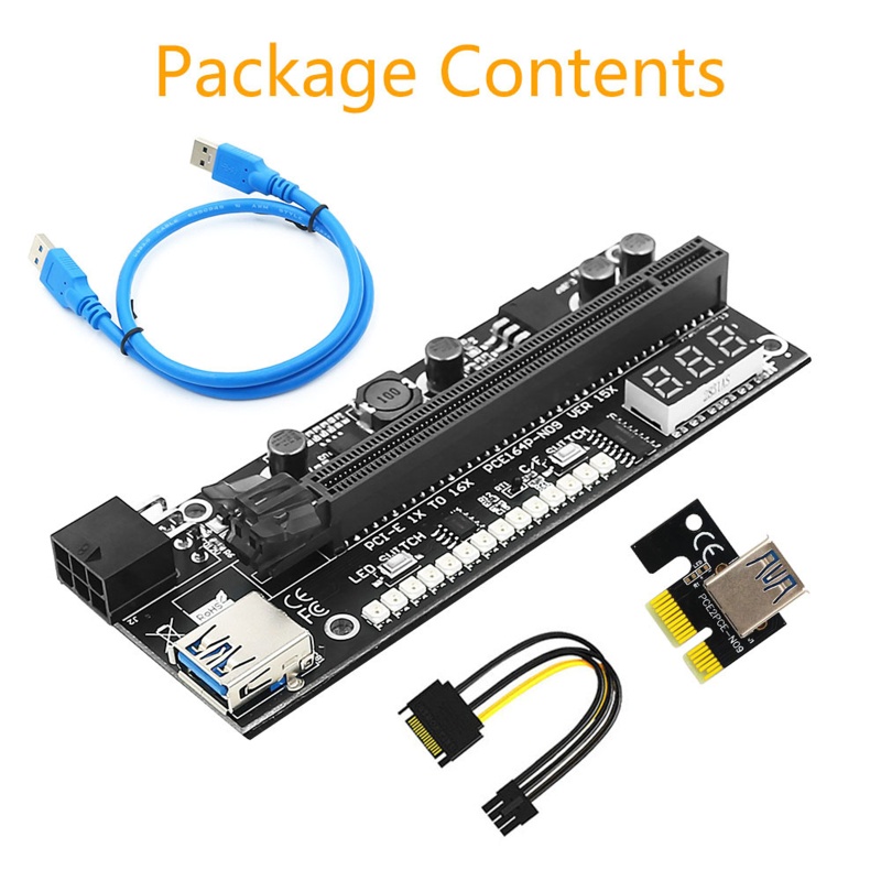 Btsg Ver15X USB3.0 PCI-E Riser PCI Untuk Express 1x4x8x16x Extender 3528kartu Adaptor Pcie Riser LED RGB 6Pin Power Untuk