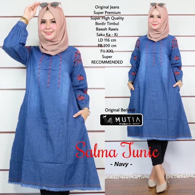 TUNIK ORIGINAL JEANS SUPER PREMIUM HIGH QUALITY SUPER RECOMMENDED BORDIR TIMBUL BAWAH RAWIS TIKTOK