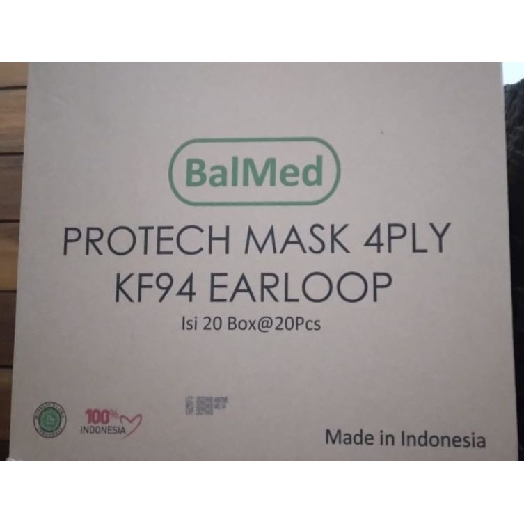 Balmed Masker Medis KF94 4 Ply Kemenkes & MUI Certified Earloop per 1 karton _Warna Hitam atau putih