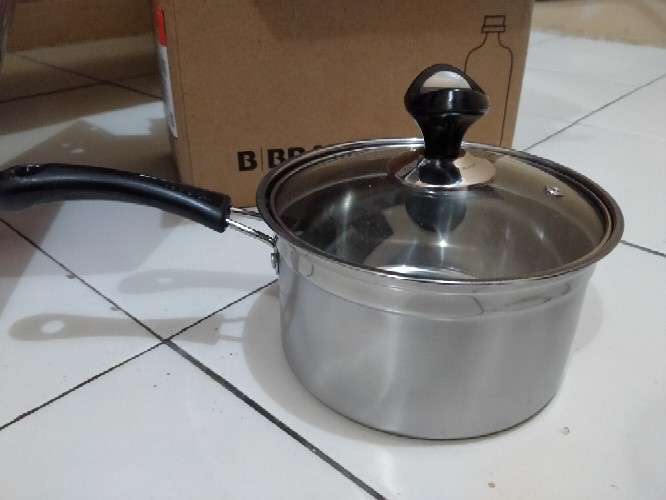 Panci Stainless Gagang Tutup Kaca 18 Cm Regina