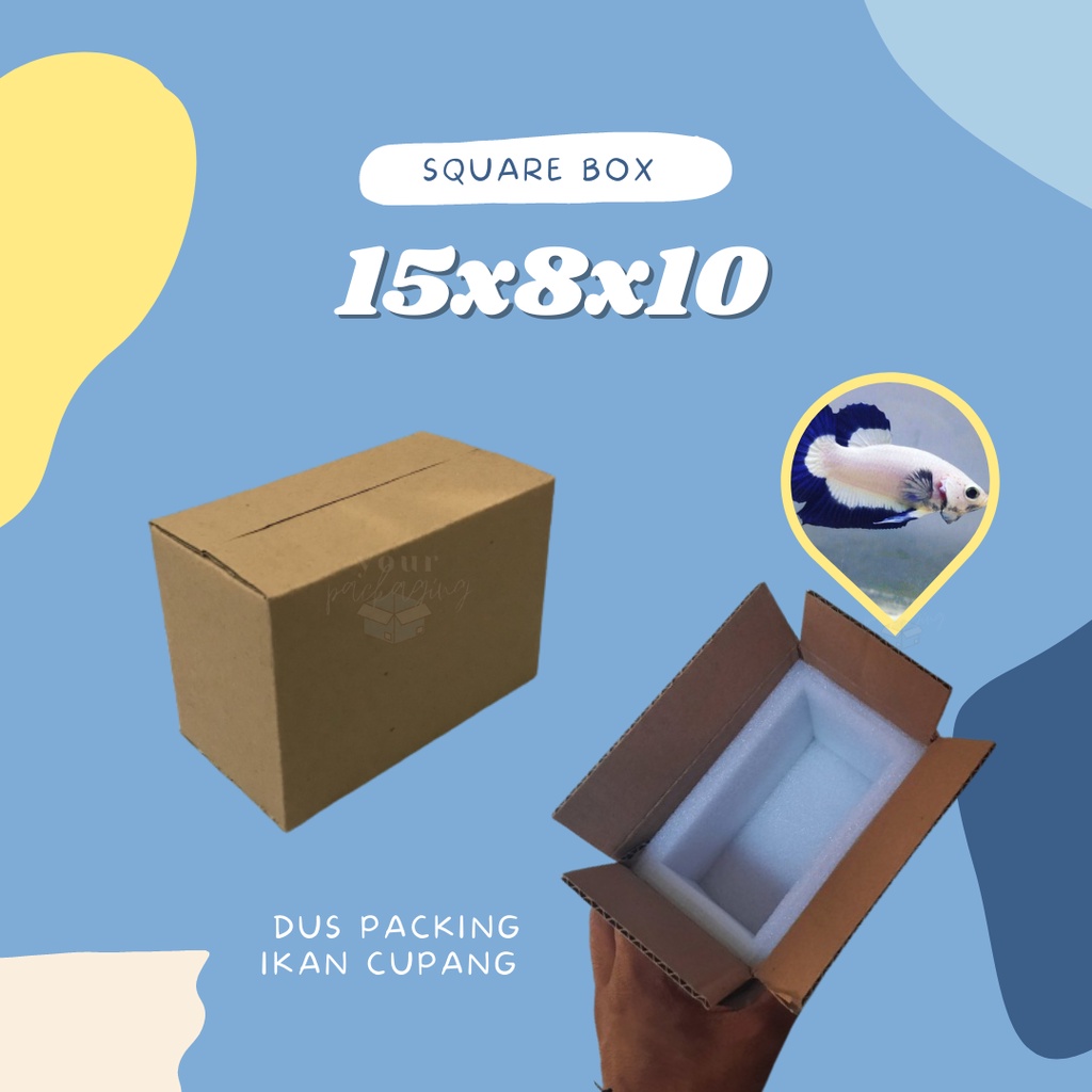 

SQUARE BOX 15x8x10 / KARDUS BOX TERMURAH / DUS PACKING IKAN CUPANG // DUS KEMASANCORRUGATED E-FLUTE / KEMASAN DUS MURAH
