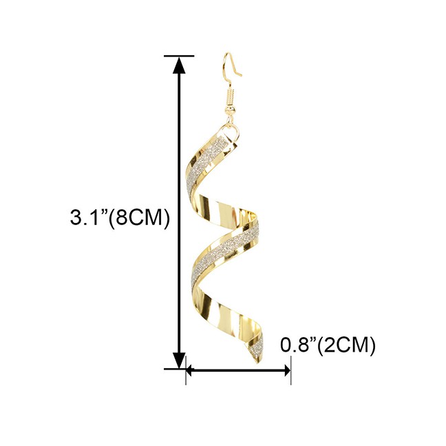 LRC Anting Tusuk Fashion Golden Frosted Spiral Alloy Earrings K44359