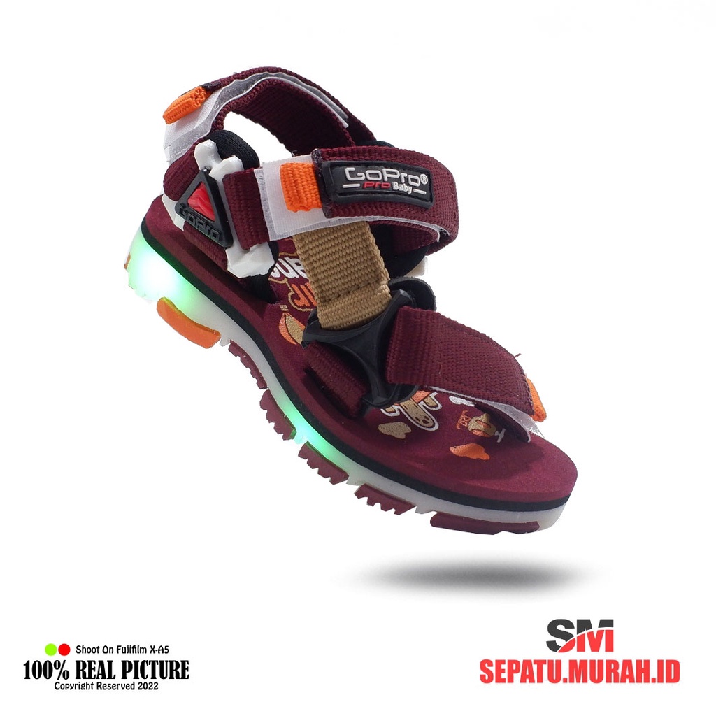 Sepatu sandal gunung anak-anak sendal gunung anak cowok laki terbaru variasi lampu menyala model tali umur 2 4 tahun Sgo Go Pro Adventure Astra promo lebaran cod murah 19-23