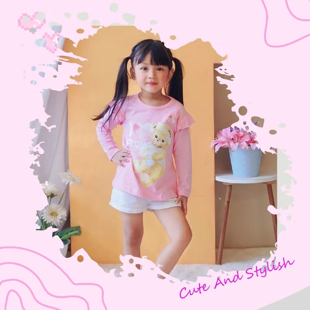 KAOS ANAK PEREMPUAN LENGAN PANJANG LONG SLEAVE RUFFLE 2-10TH