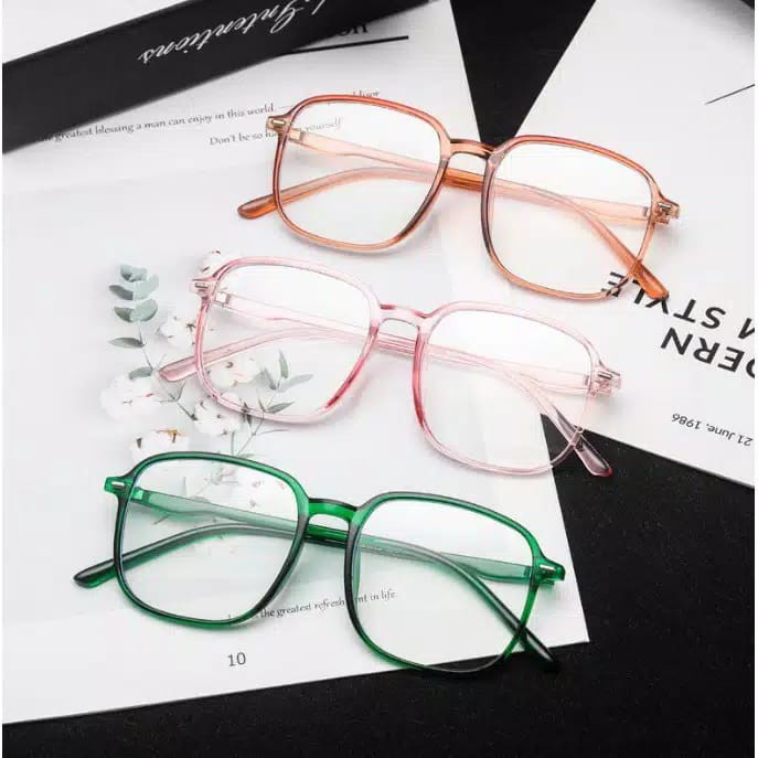 *ALIBABA1688*COD Kacamata Anti Radiasi Wanita / Pria Frame Transparan Import