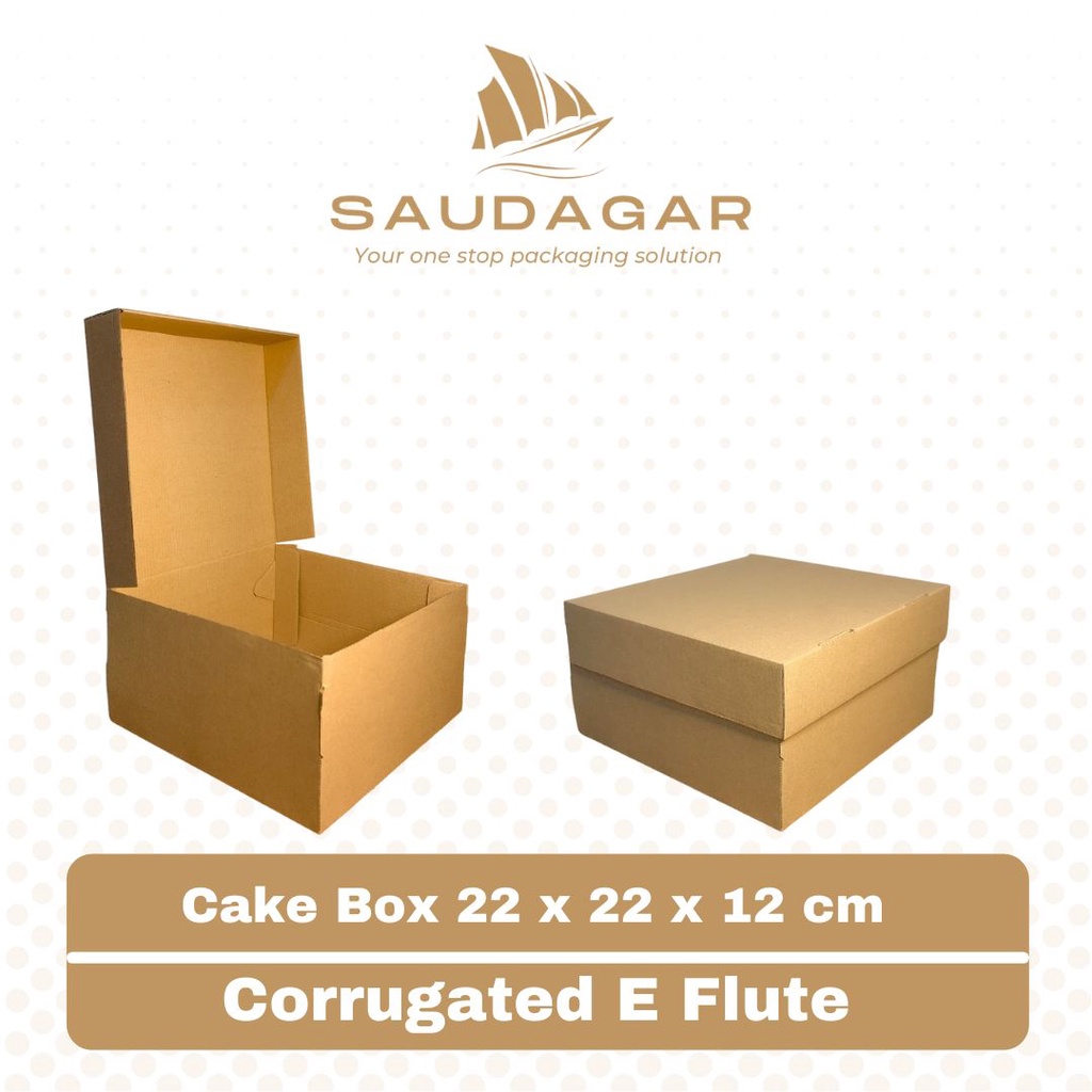 Cake box corrugated / kardus kue tebal premium E Flute 22x22x12 cm