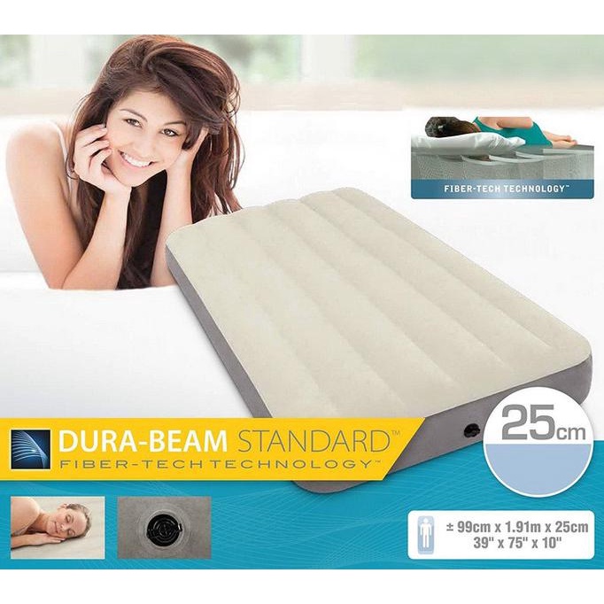 PAKET Kasur Angin INTEX DURA BEAM TWIN + POMPA INTEX + LEM 64707