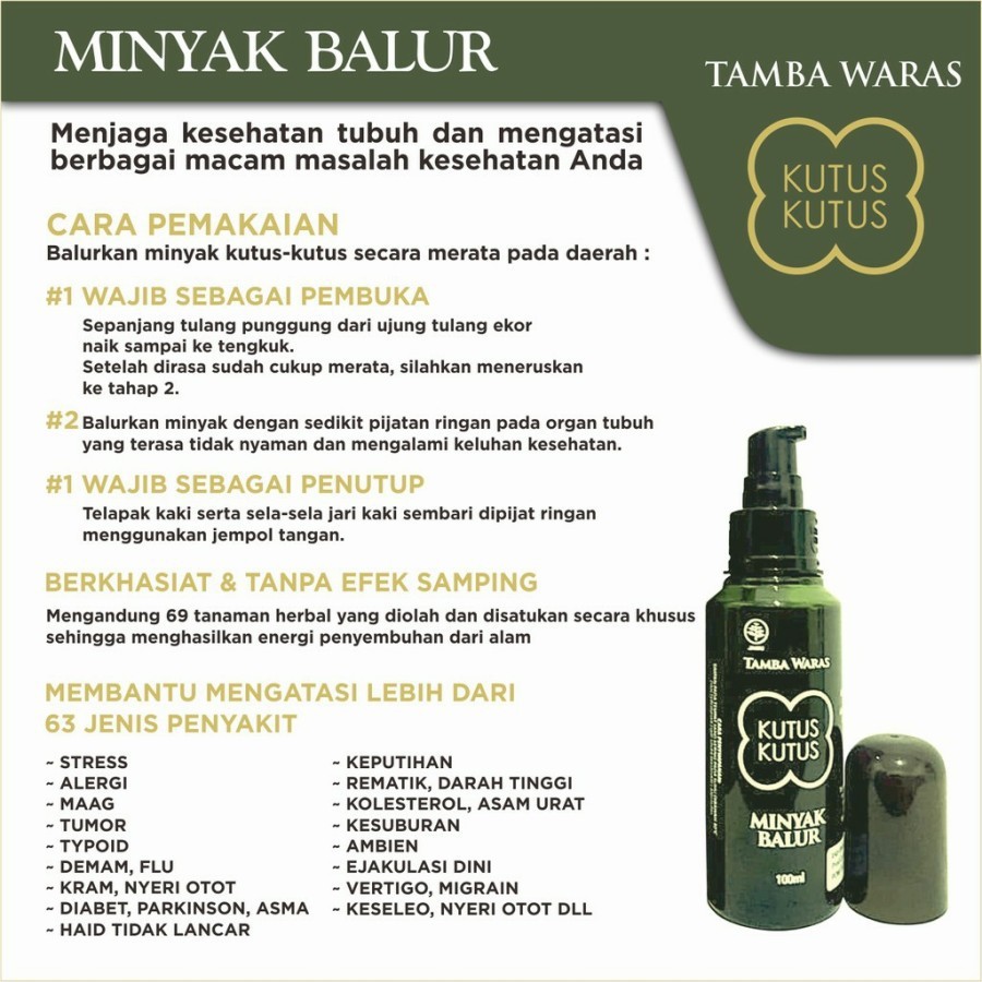 Minyak Kutus Kutus Tamba Waras Minyak Balur isi 100 ml DIJAMIN ASLI. Minyak Pijat, Minyak Urut Ajaib. Minyak Pijit. Minyak Pegal-pegal. Massage Oil.