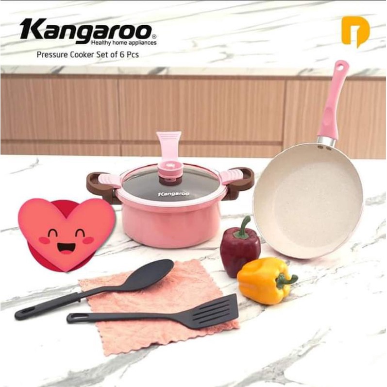 Kangaroo Pressure Cookware Set Of 6 Pcs Presto Teflon Pink Set