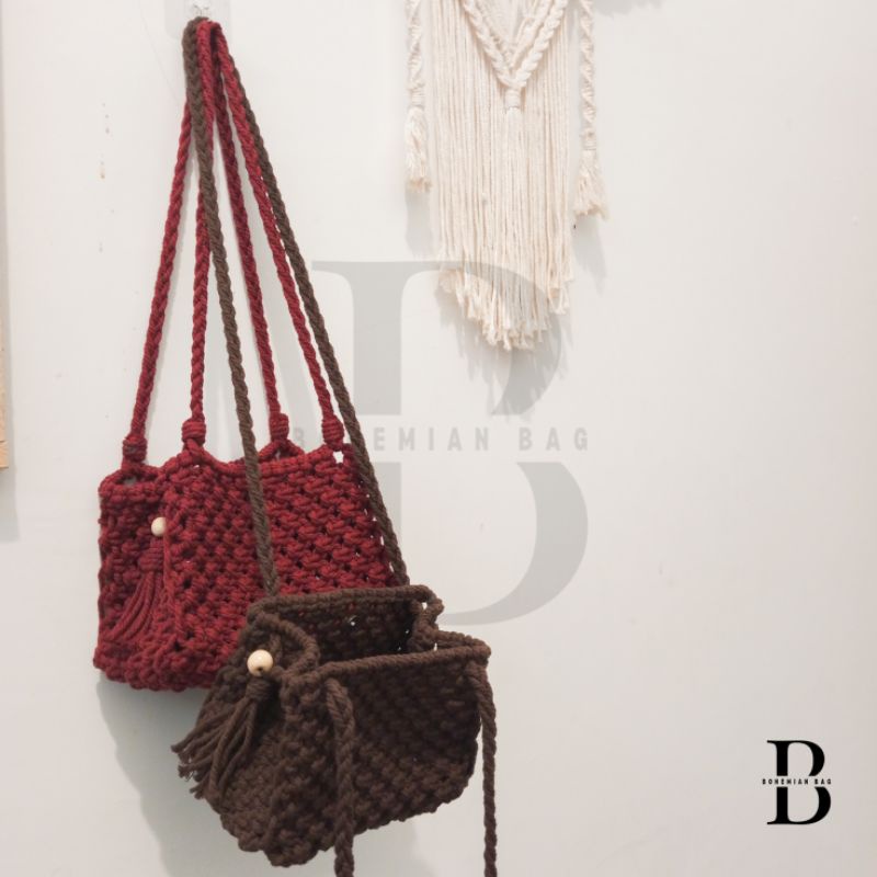 Tas Rajut Macrame Bentuk Kotak