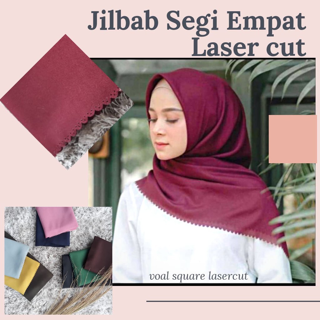 Bella Square Laser Cut Jilbab Segiempat Polycotton Laser