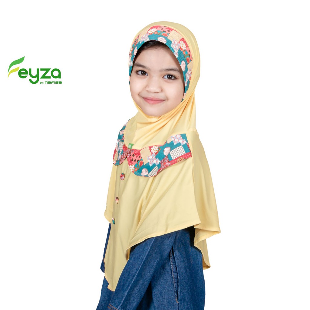 Jilbab Instan Anak Feyza Haruni | Hijab Instan Anak Kombinasi Motif Kerudung Bergo Anak 6 - 8 Tahun