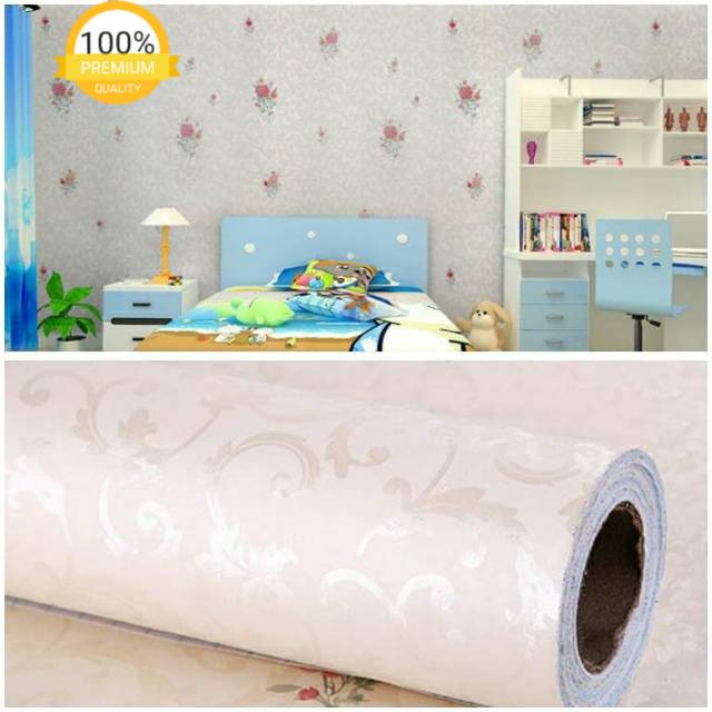 Wallpaper dinding murah motif bunga pink cream super elegan istimewa mewah membahana untk rumah anda