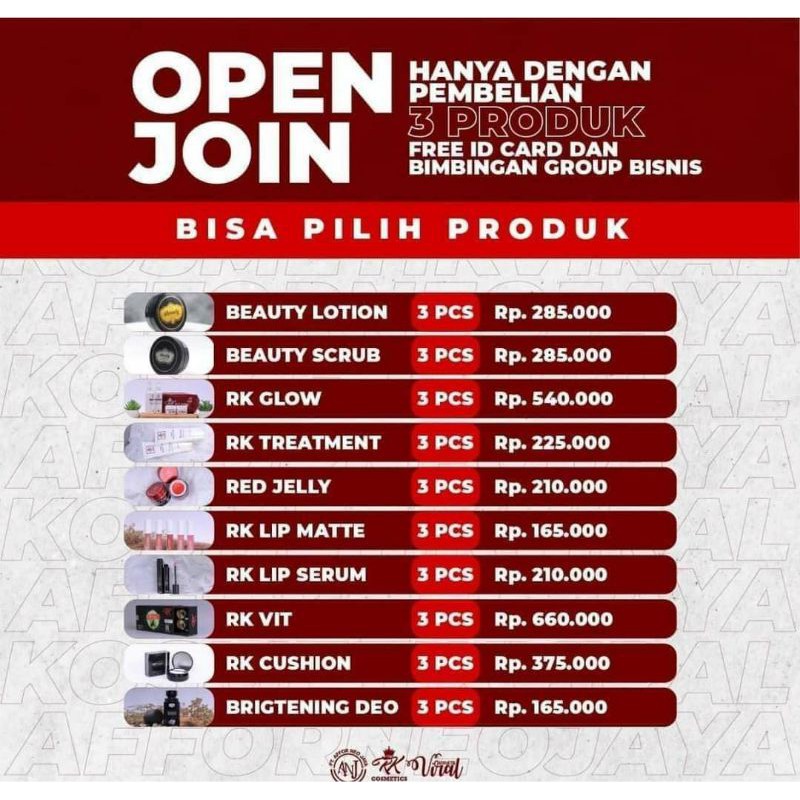 JOIN AGEN RESMI RK COSMETICS DISTRIBUTOR RK GLOW DAFTAR KOSMETIK VIRAL PENDAFTARAN RED JELLY PREMIUM