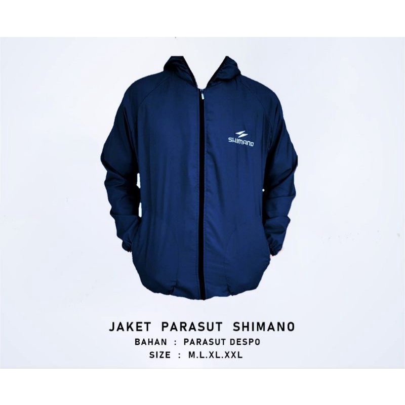 jaket pria wanita parasut shimano sauna lari bersepeda pria dan wanita-Navy