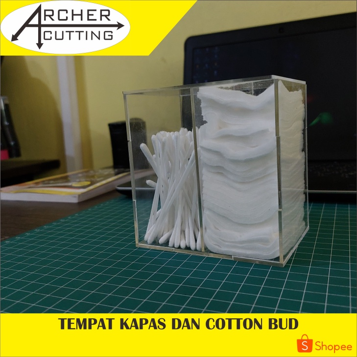 KOTAK BOX TEMPAT CUTTON BUD ORGANIZER SERBAGUNA AKRILIK