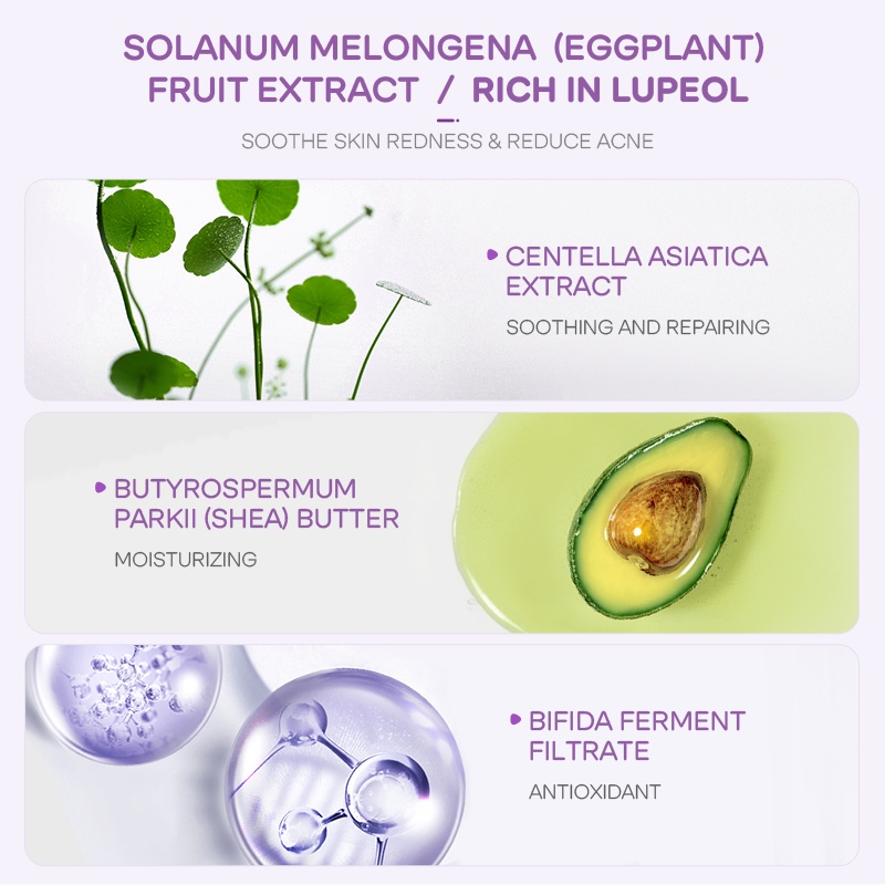 LAIKOU Eggplant Mud Mask Membersihkan Komedo Kontrol Minyak Melembutkan Kulit 5g