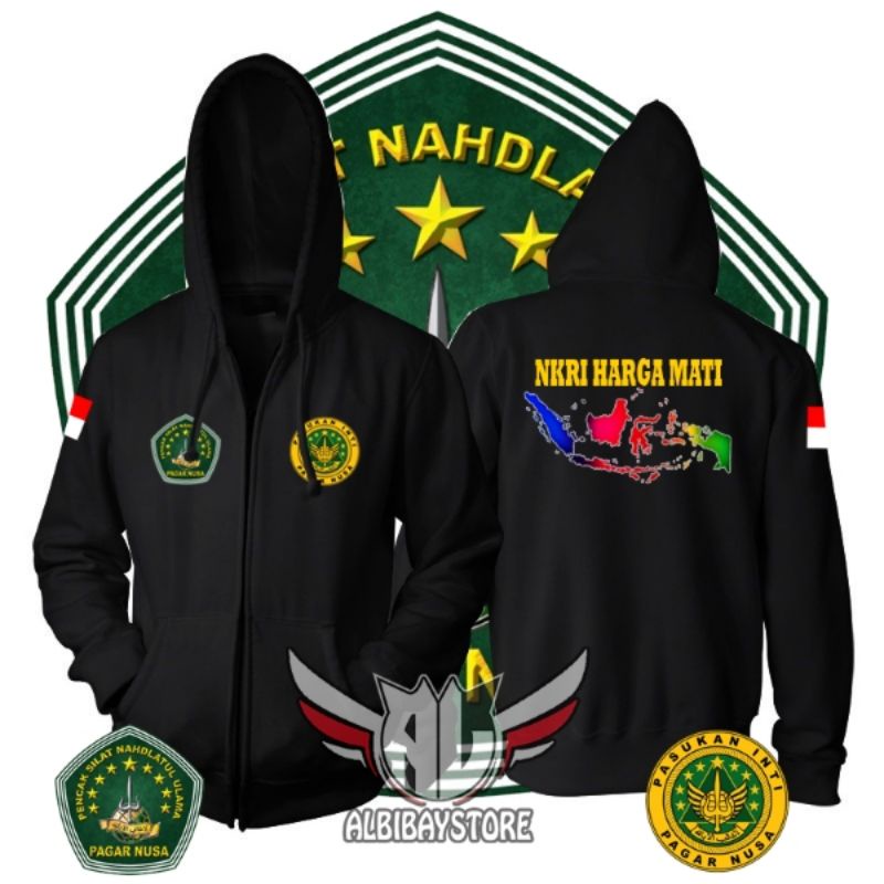 jaket PAGAR NUSA PENCAK SILAT N.U Hoodie Zipper Dewasa