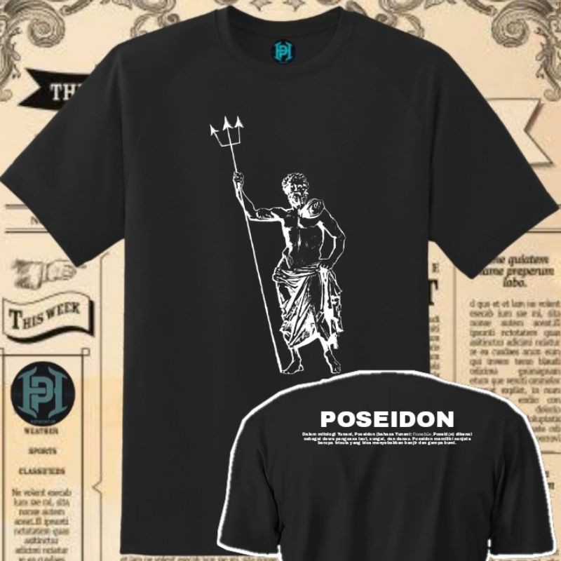 T-SHIRT POSEIDON MITOLOGI YUNANI KUNO KAOS TERBARU