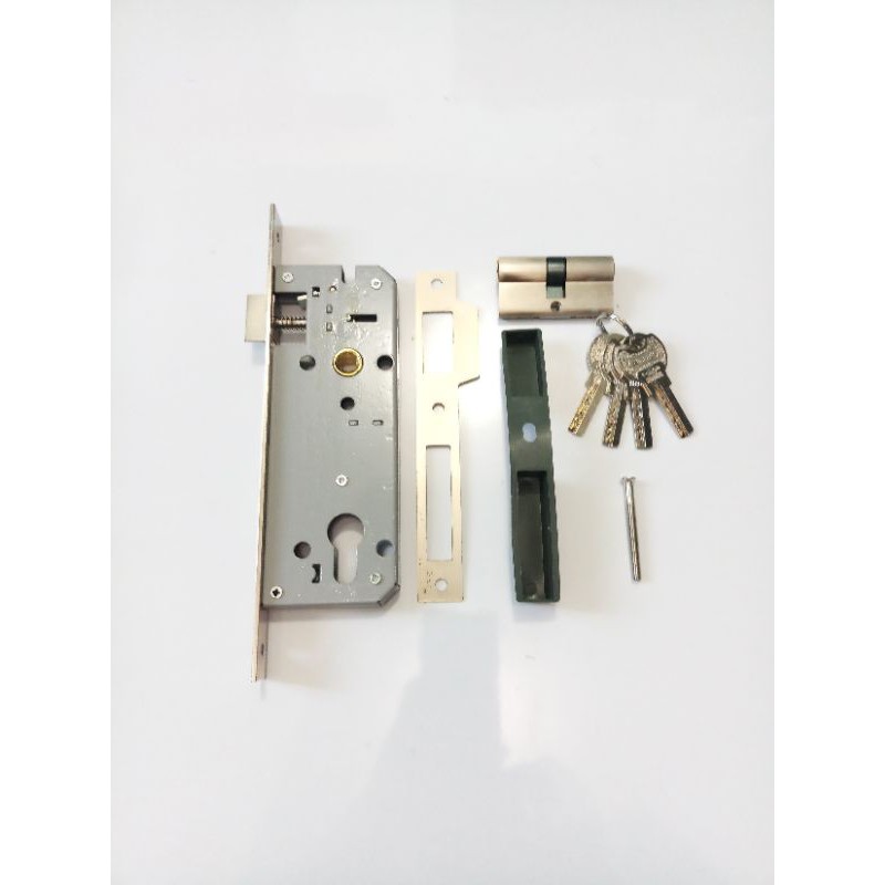 HANDLE BESAR SET MINIMALIS KOTAK PUTIH / GAGANG KUNCI PINTU RUMAH KUALITAS BAGUS