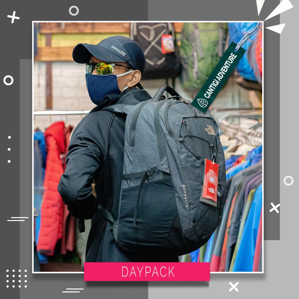 Tas punggung Daypack Travel Laptop Gunung TNF Borealis Abu Abu Murah