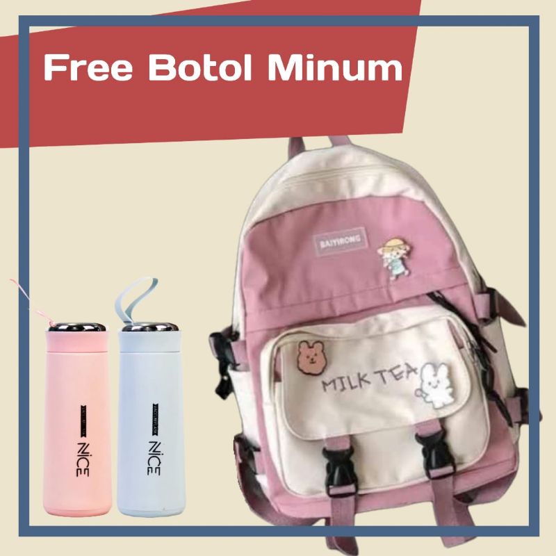 Tas Ransel Anak-Anak Tas Sekolah Wanita Tas Sekolah TK SD Tas Ransel MILK TEA