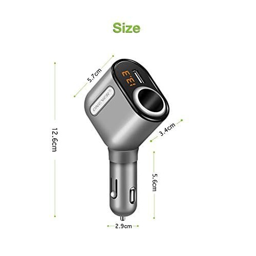 ONEVER 2 in 1 Cigarette Lighter Power + 3 USB Charger