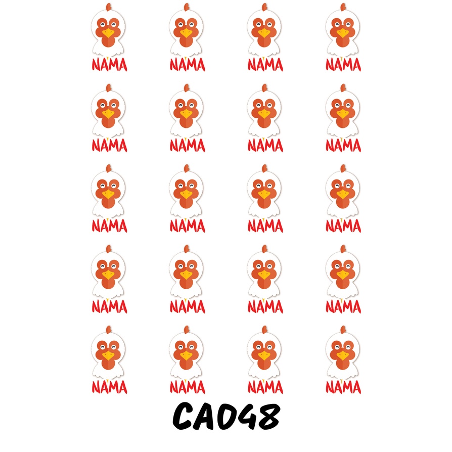 

Sticker Nama Cutting Label Waterproof Tahan Air Chicken C (CA048)