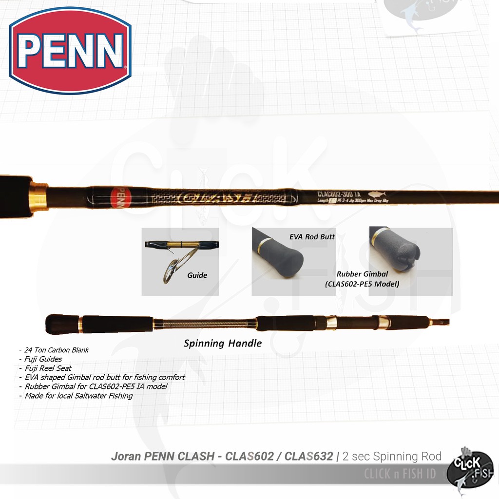 Joran PENN CLASH - CLAS632 PE#3 1-3 IA | 7kg butt 2sec 189 cm Spinning Rod