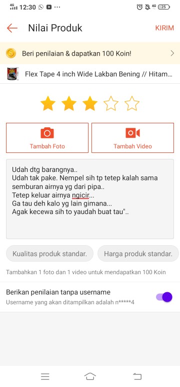 Flex Tape 4 Inch Wide Lakban Bening // Hitam Ajaib