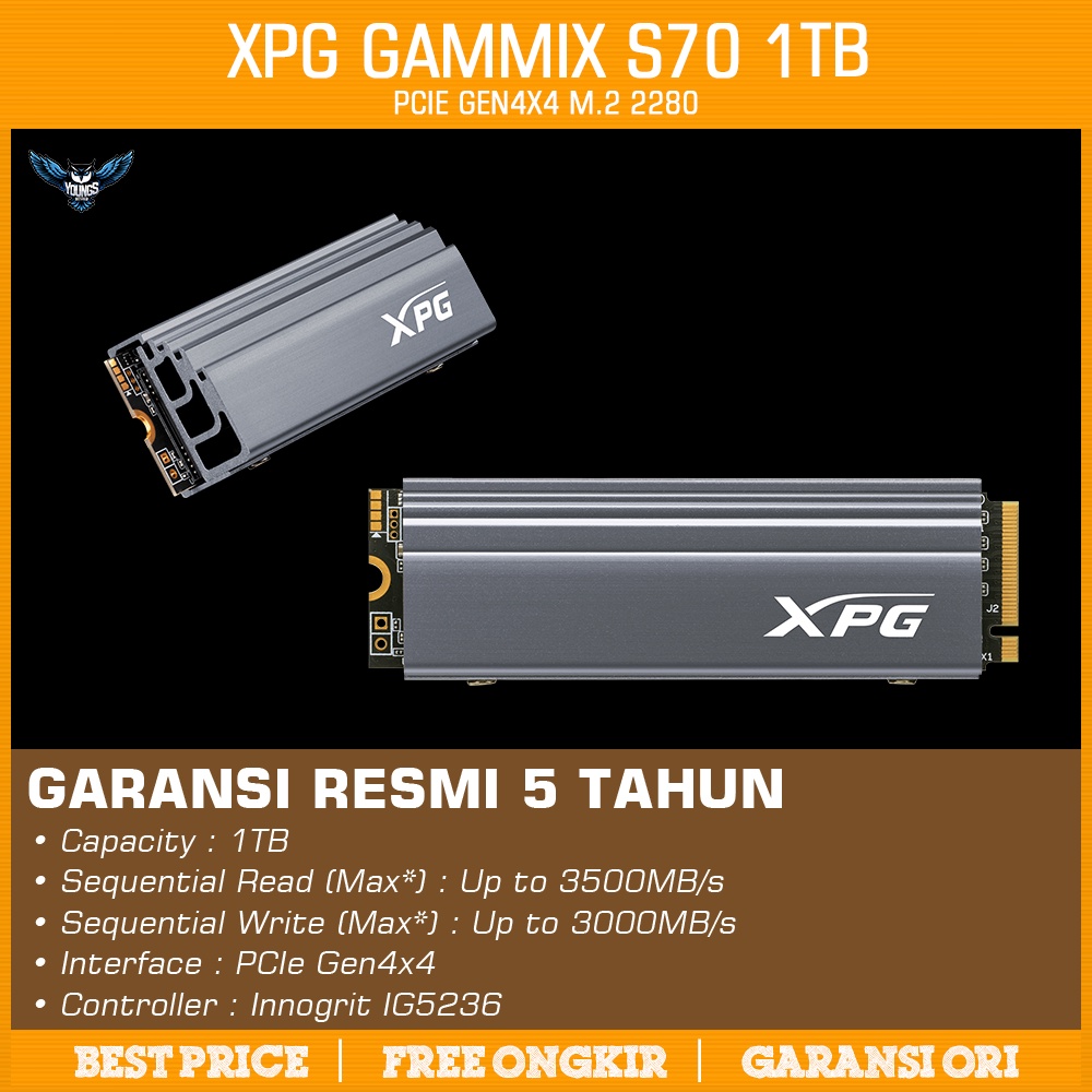 SSD XPG GAMMIX S70 1TB | Gen4 PCIe M.2 2280 NVMe Gen4x4 Adata