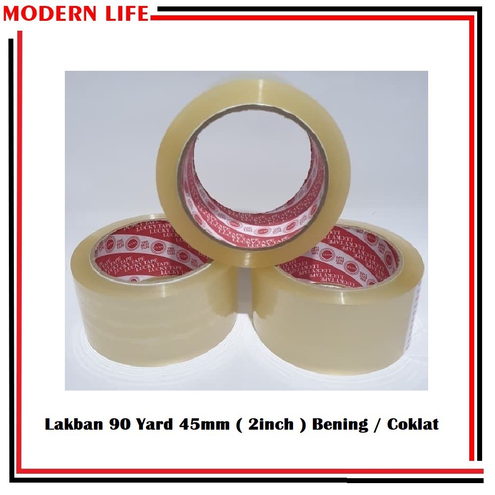 Lakban Bening Coklat LUCKY TAPE 2&quot; 48MM 90 Yard