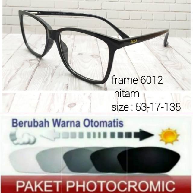 Frame Kacamata Pria Sporty Kaca mata Wanita Free Photocromic / Photogrey Minus plus Anti Radiasi