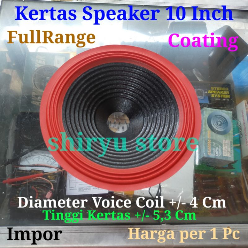 Conus Daun Kertas Speaker 10 Inci Inch In Fullrange Spool 4 Cm Merah