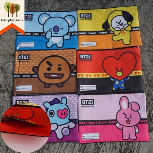 

Map Kanvas Premium File Holder Ukuran Kertas A4 Karakter BTS BT21 Lucu Bangtan Boys Army Ready Grosir