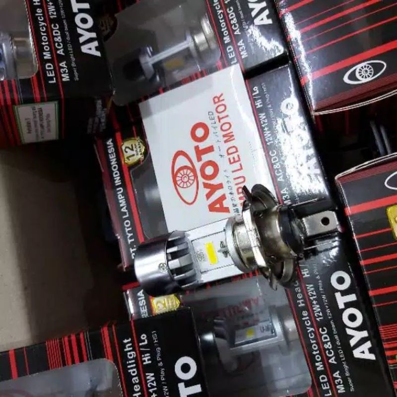 LAMPU LED AYOTO H4 100% ASLI UNTUK MOTOR SCOOPY VIXION CB150R MXKING MEGAPRO BYSON VERSA