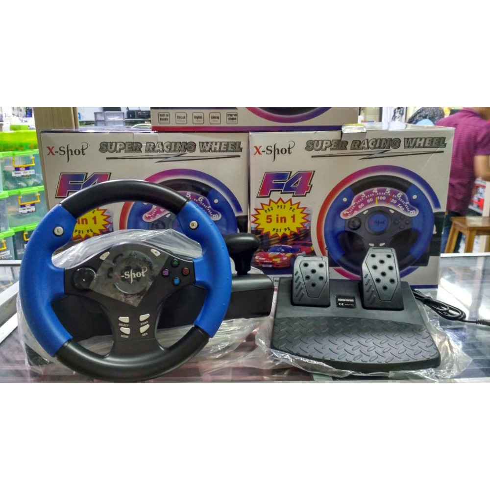 X-Shoot Super Racing Wheel 5 in 1 - Stir PS1 - PS2 - PS3 - PC Murah