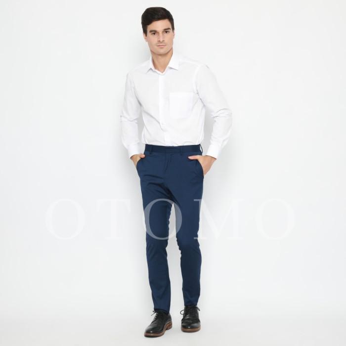 Celana Celana H&M Skinny Stretch Suit Pants Navy Original Bahan Formal Kantor