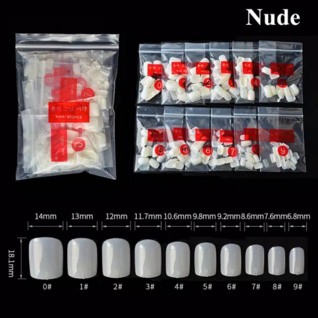 [600pcs] SHORT SQUARE kuku palsu polos ,nailart