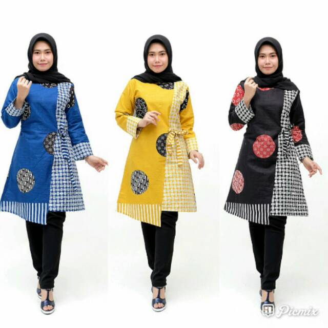 Tunik Coin Tali Ziggy Warna Cantik Batik Modern New Motif Fashion Wanita Kekinian Terbaru