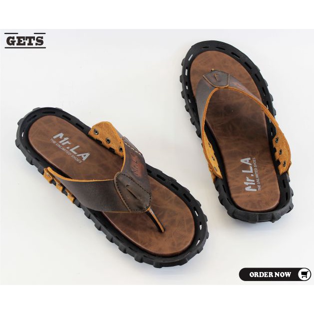 Sandal jepit Pria / Sandal kulit Casual / Sendal Santai Pria dewasa Bahan 100% Kulit Asli