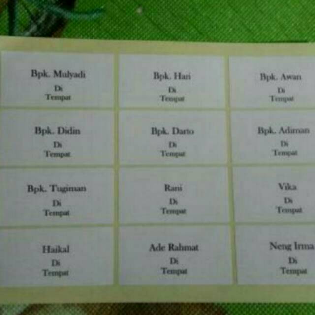 

Stiker label nama print custom