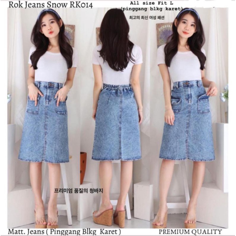 rok skirt midi dress Korea blue import