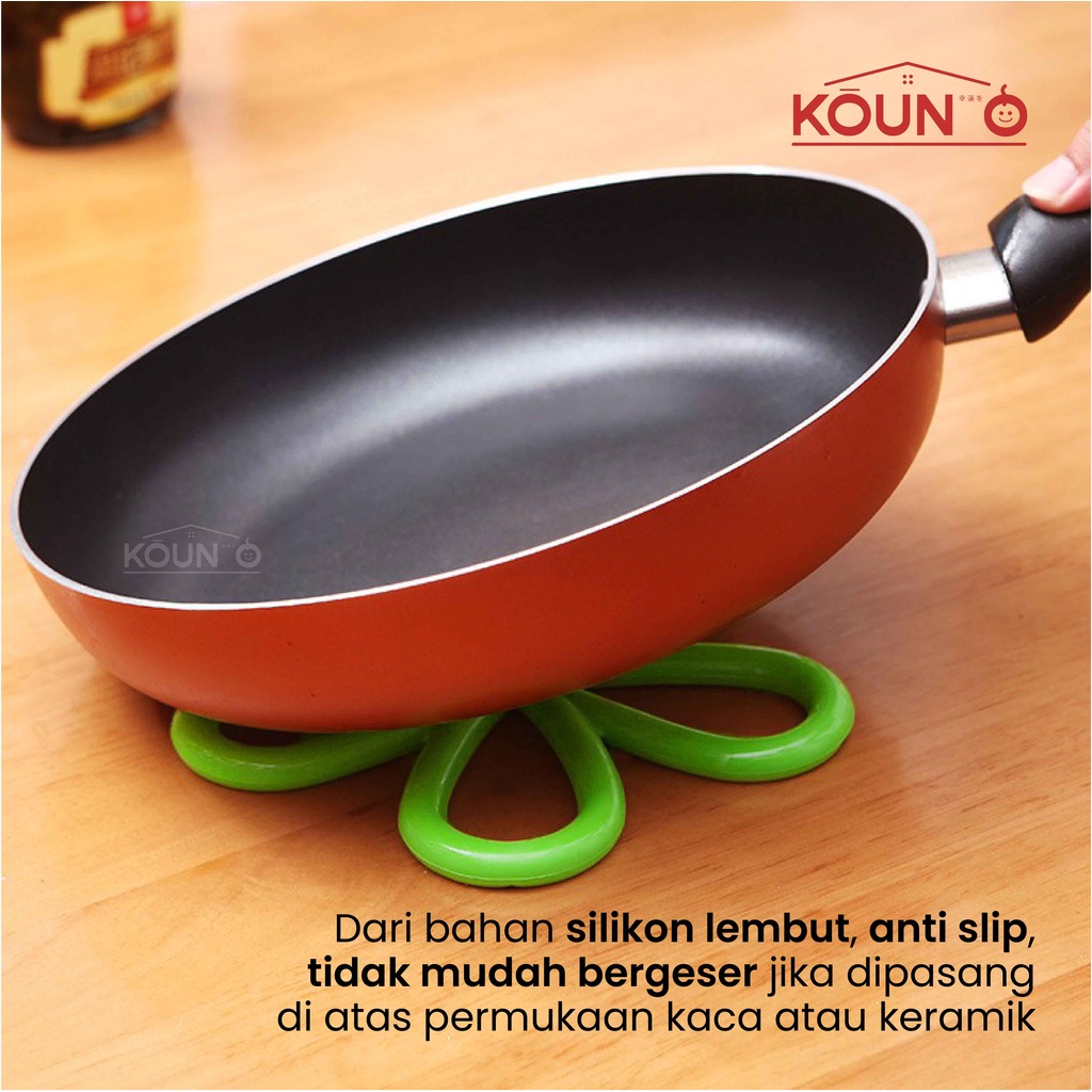 Tatakan Alas Panci Piring Gelas Mangkok Wajan Anti Tahan Panas Silikon Hot Pad Non Slip Mat Flower