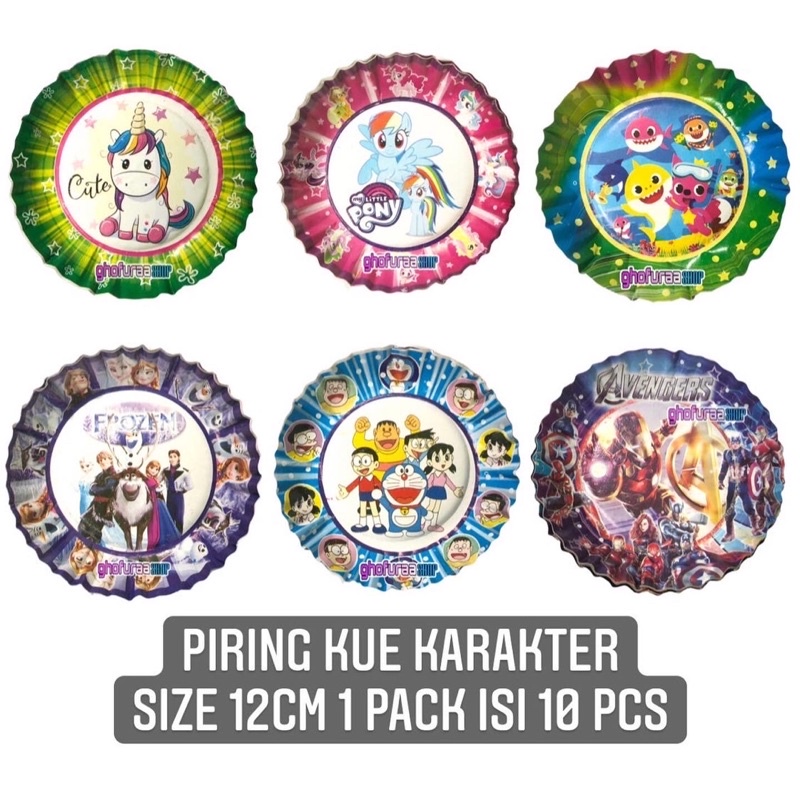 Jual Piring Kue Ulang Tahun 1 pack 10 pcs Gambar Karakter uk 12 cm