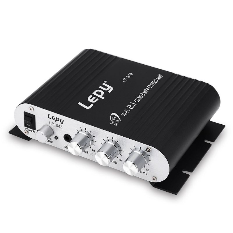 Lepy HiFi Stereo Amplifier Trable Bass Booster - LP-838 - Black